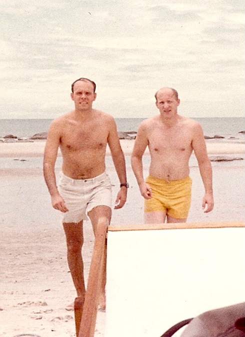 1970 - July 4 - Trip to Hua Hin - Mark &amp; Anthony on Beach